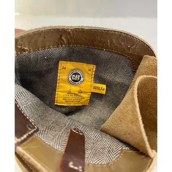 CAT Caterpillar leather boots brown suede buckle straps women 8 - Picture 4 of 9